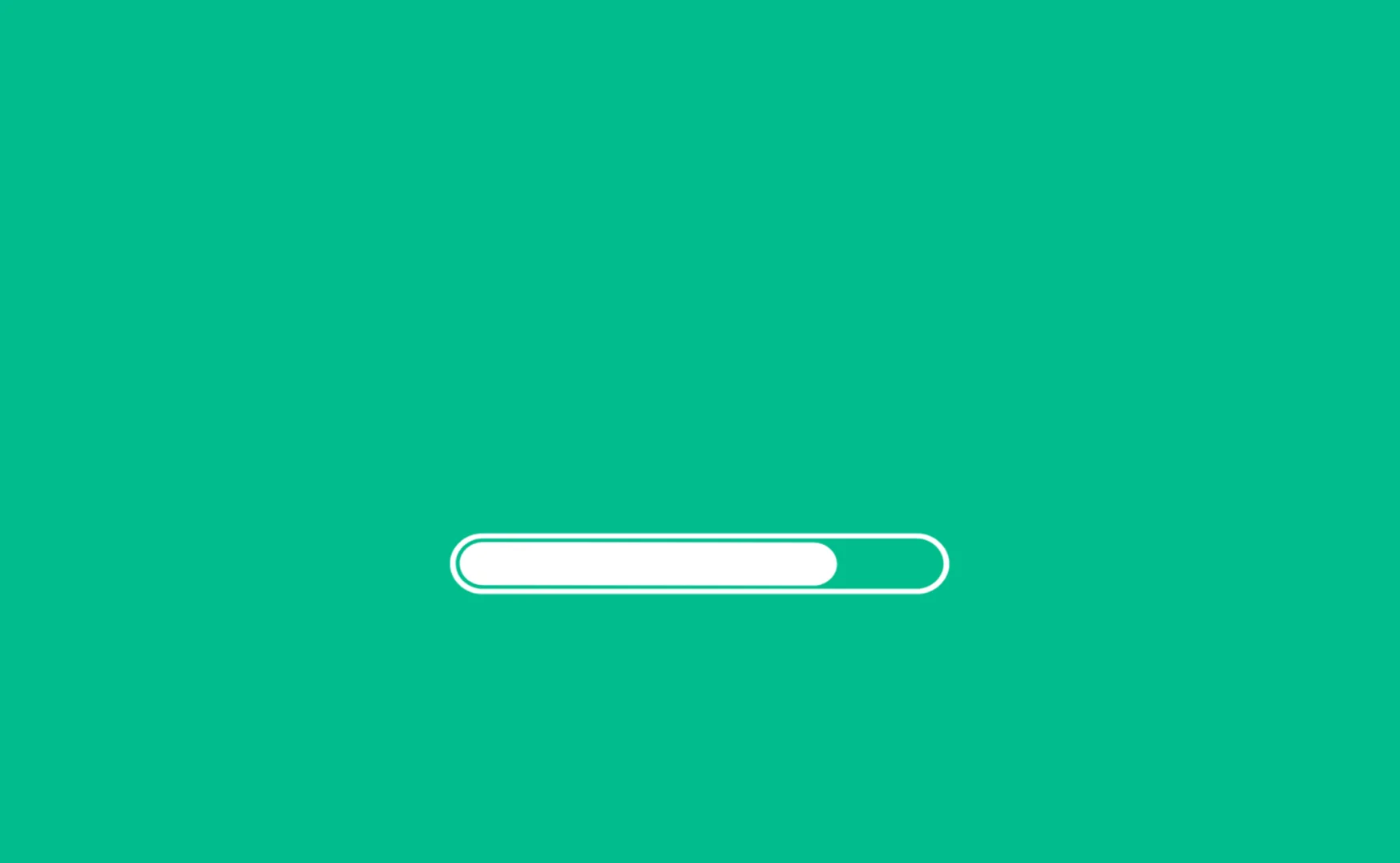 White loading bar on a green background. The bar is partially filled, indicating progress. Simple, minimalist design.